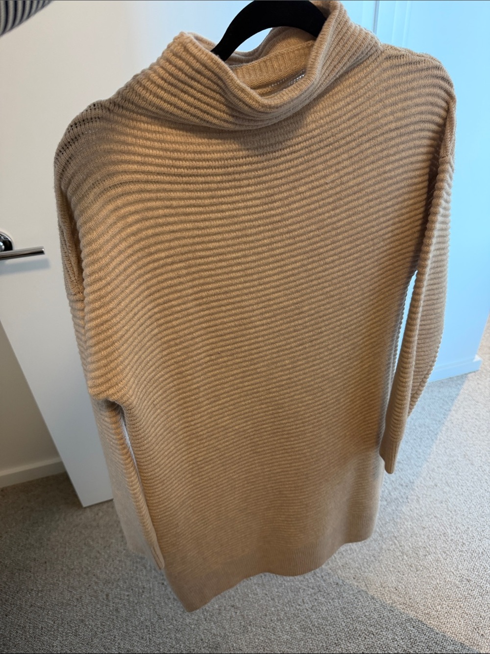 Madewell - Turtleneck Ribbed Knit Sweater Dress - Camel - Size M